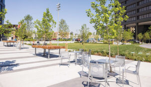 Cherie Buckner-Webb Park in downtown Boise offers visitors a non-traditional way to work in public space and includes free WiFi. PHOTO/courtesy Boise Parks and