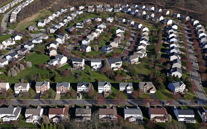A housing development in Cranberry Township, Pa., is shown on Friday, March 29, 2024. On Thursday, April 18, 2024, the National Association of Realtors reports on existing home sales for March. (AP Photo/Gene J. Puskar)