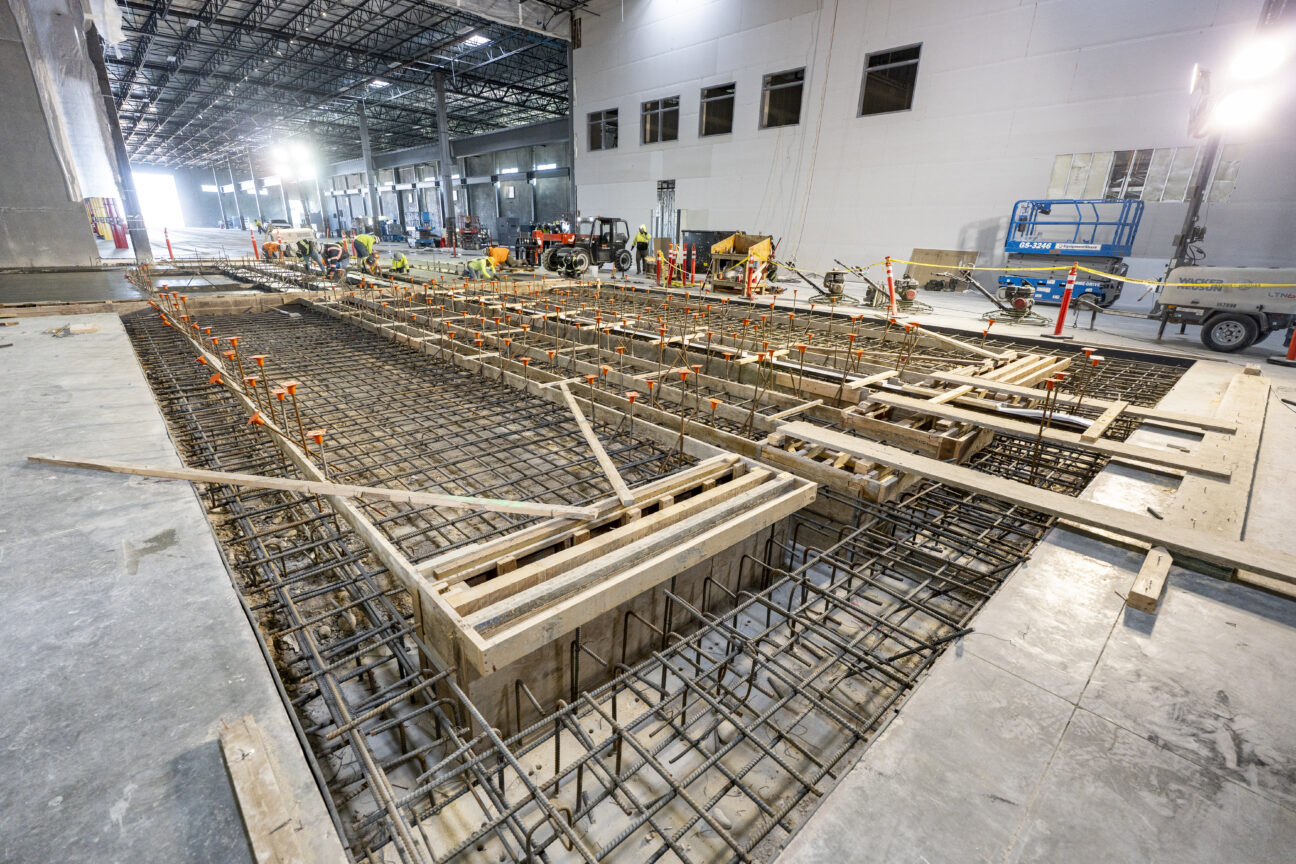 Framing on a structure within another structure takes place by the Adler Industrial crew. (PHOTO: ADLER INDUSTRIAL)