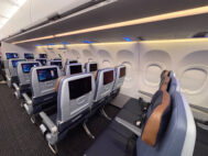 The interior of American Airlines' new Airbus A321XLR aircraft during a showcase event at John F. Kennedy International Airport in New York, U.S., December 11, 2025. (PHOTO: REUTERS, Rajesh Kumar Singh)