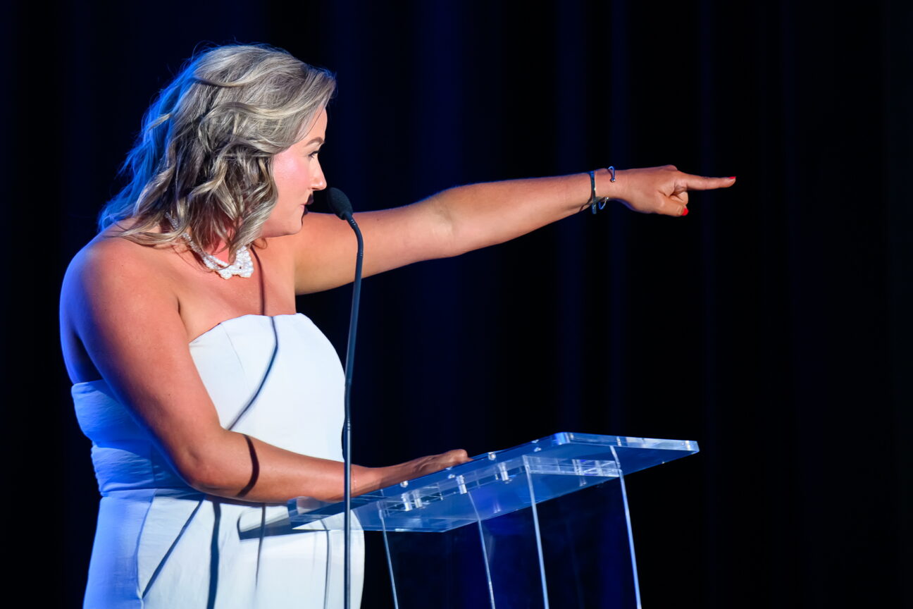 Huffman, in the above photo, accepts the CEO of Influence award from IBR in 2025. (PHOTO: PRO IMAGE EVENT PHOTOGRAPHY)