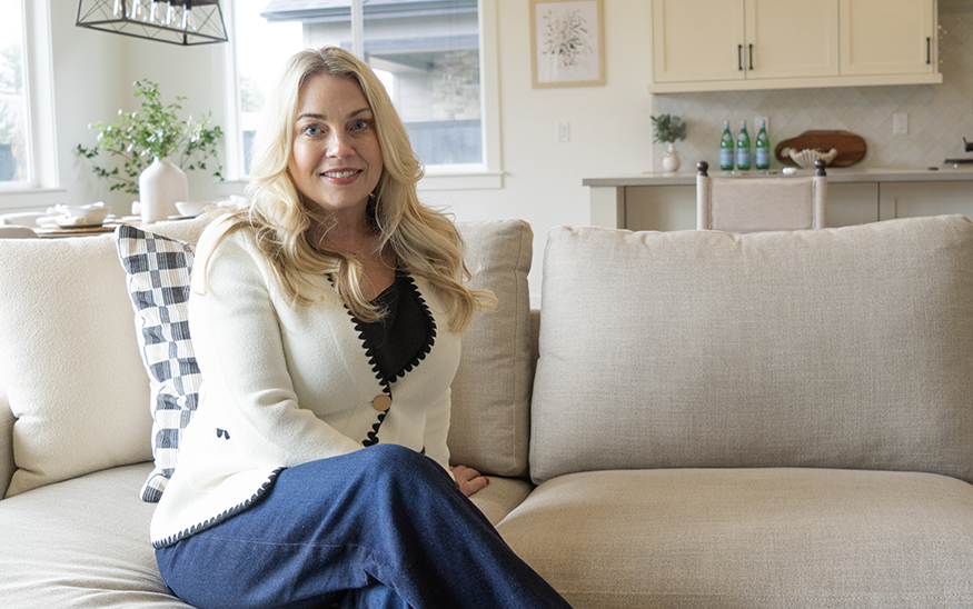Nicolle Cahill, talks about the home her company, Fina Home Design, staged in Eagle. (PHOTO: MARC LUTZ, IBR)