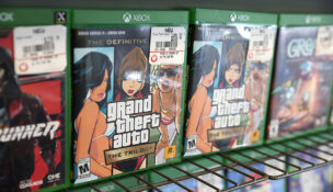 Grand Theft Auto The Trilogy by Take-Two Interactive Software Inc is seen for sale in a store in Manhattan, New York City, on Feb. 7, 2022. (PHOTO: REUTERS/Andrew Kelly/File)