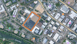 This map shows the location of the property the Greater Boise Auditorium District is acquiring to expand the operations of Boise Centre. (IMAGE PROVIDED BY BOISE CENTRE)
