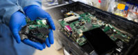 Idaho National Laboratory and Idaho State University partnered with electronic recycling companies to hold an e-waste recycling event in Pocatello in April. (PHOTO: INL)
