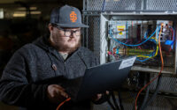 A student practices skills in ISU's cybersecurity program. (PHOTO: ISU)