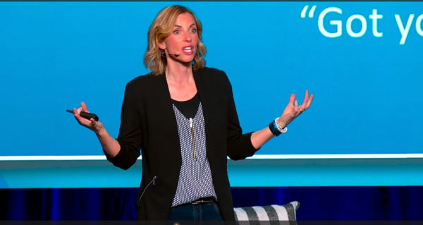 Manthey gives the keynote address at the Savvy Women and Money Conference. This year, she plans on giving more such talks, along with a TEDx Talk. (PHOTO: COURTESY OF KAREN MANTHEY)