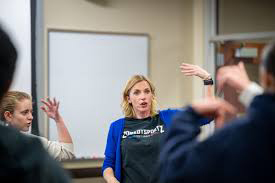 Manthey teaches Improv for Business at BSU. (PHOTO: COURTESY KAREN MANTHEY)