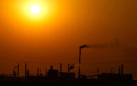 Factories are silhouetted during sunset, in Handan, Hebei province, China, on April 7, 2026. (PHOTO: REUTERS/Tingshu Wang/File)