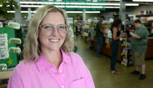 Callie Zamzow, co-CEO of Zamzow's, stands inside the retail shop connected to the company's headquarters in Nampa. (PHOTO: MARC LUTZ, IBR)
