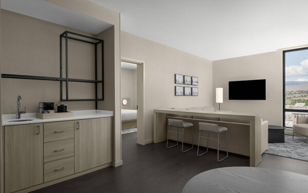 One of the rooms at the property shows the different features available. (PHOTO: AC HOTEL BOISE)