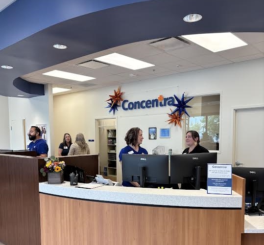 The front desk of the reception area of the new Concentra clinic stands ready to receive patients. (PHOTO: STEVE LOMBARD, IBR)
